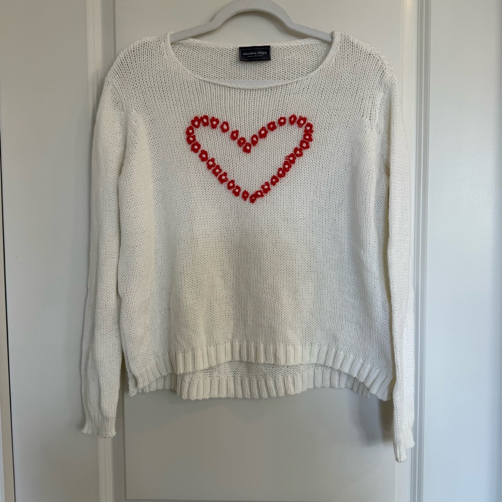 Wooden Ships Heart Detail Cream Knit Sweater